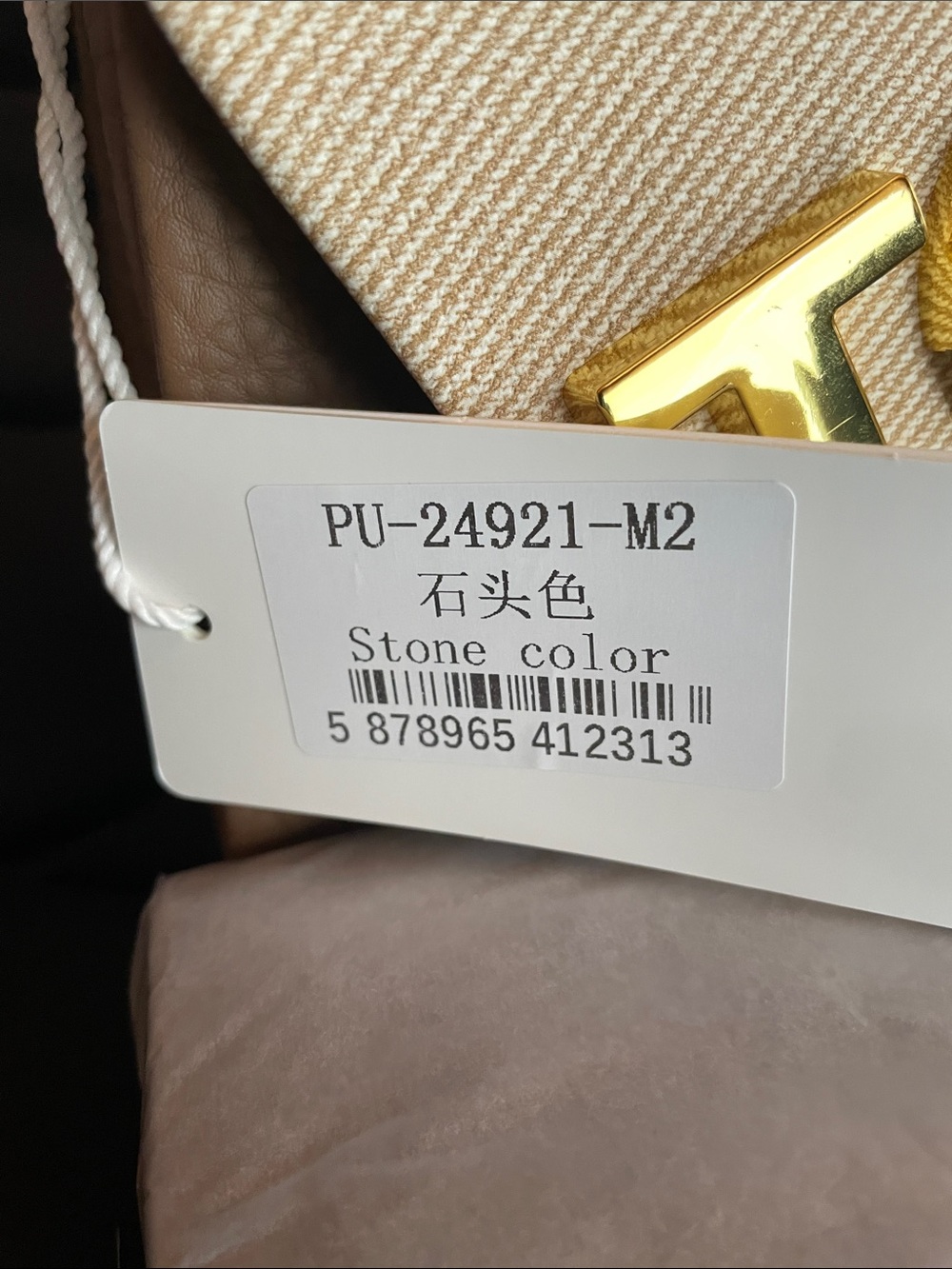 Tous Stone and Taupe Satchel with Gold Logo - Picture 3 of 4